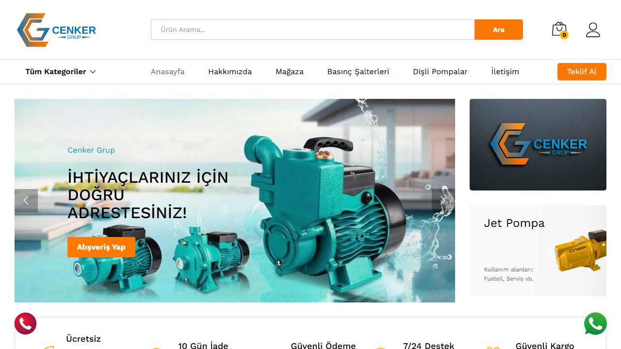 Cenker Grup e-ticaret web sitesi