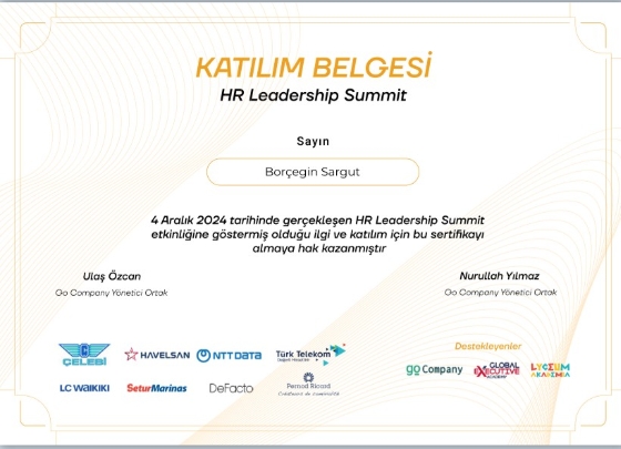 Organizasyon Katılım Belgesi